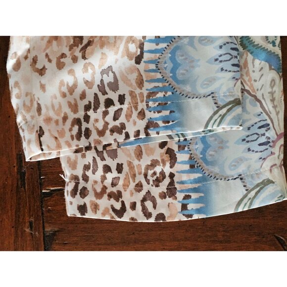 Hale Bob Chettah paisley wide leg pants pull on blue tan small pockets - Picture 6 of 8